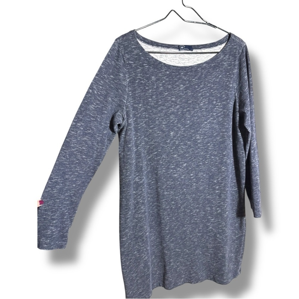 GAP Blue-Gray Sheath Knit Casual Mini Dress Straight Boat Neckline 3/4 Sleeves - Picture 13 of 15